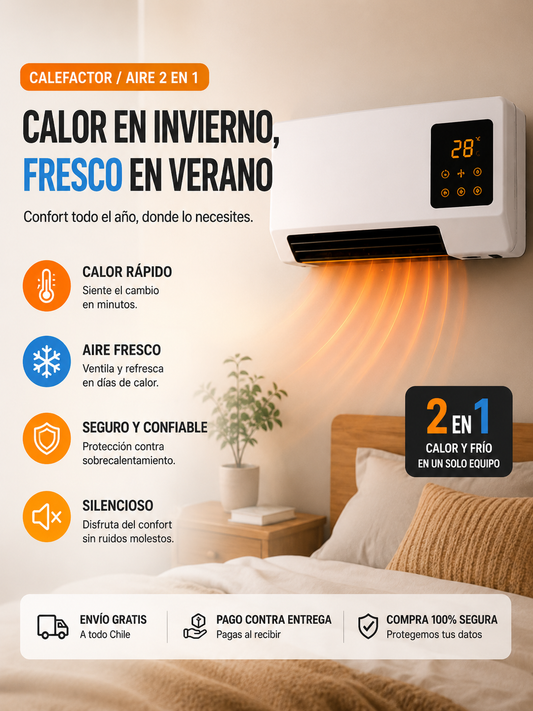 🌬️ Aire acondicionado 2 en 1 — Calienta en invierno y enfría en verano